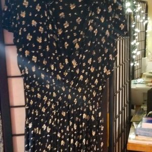 C&C Black print layered bottom dress